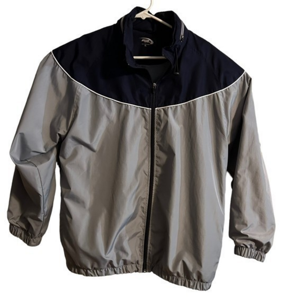 MTA Sport Windbreaker Jacket Black Size‎ Large Full Zip Gray